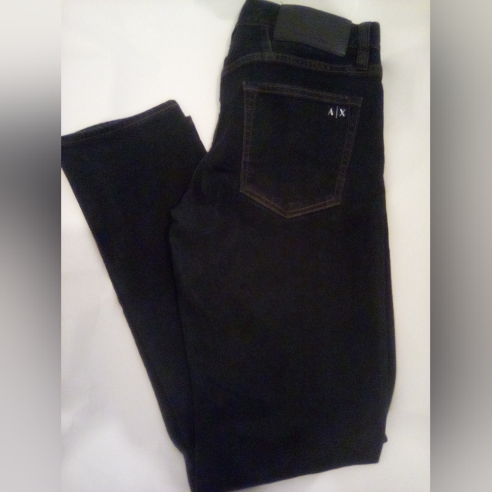 Armani Exchange A/X Straight Jambe Droite Jeans Size 31 99% Cotton Dark Blue